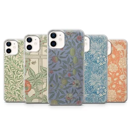 Photo 1: five William Morris pattern phone cases side by side
