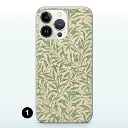 Photo 3: design 1, a green willow-leaf pattern phone case