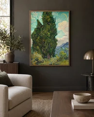 Photo 7: framed on a dark wall above a cream sofa